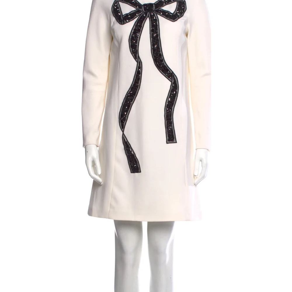 Carolina Herrera Cream Dress with Black Bow